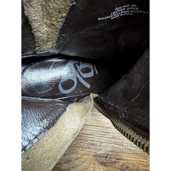 OTBT Ankle Wedge Booties Women’s 8 Distressed Leather Zip Ankle Boots - Picture 6 of 12